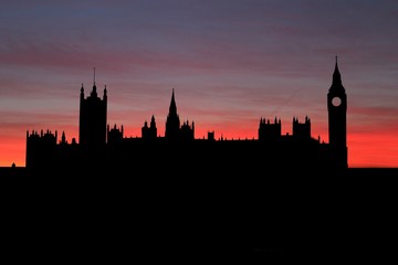Fototapeta na wymiar Houses of Parliament London at sunset illustration