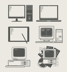computer new and old set icon vector illustration