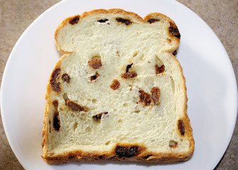 Fresh Raisin Bread - on breakfast plate