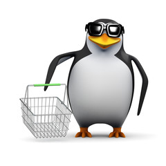 3d Penguin shops for bargains in the sales