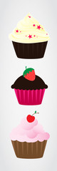 Three variants of cupcakes