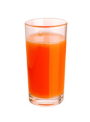 Carrot juice in glass isolated on white