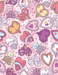 wrapping paper with  hearts, vector