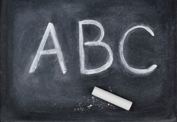 ABC letters and chalk on blackboard