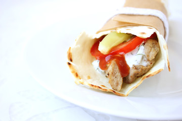 Delicious Tortilla Meat And Vegetables Wrap
