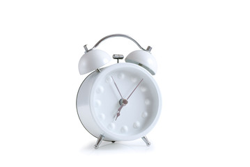 white retro styled alarm clock