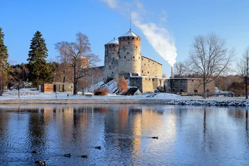 Muurstickers Castle Olavinlinna in Savonlinna, Finland © Mikhail Markovskiy