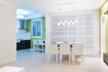 Living room with furnishings in a new house.