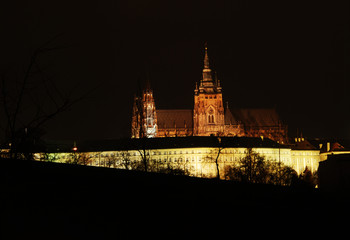 Prague castle in the night