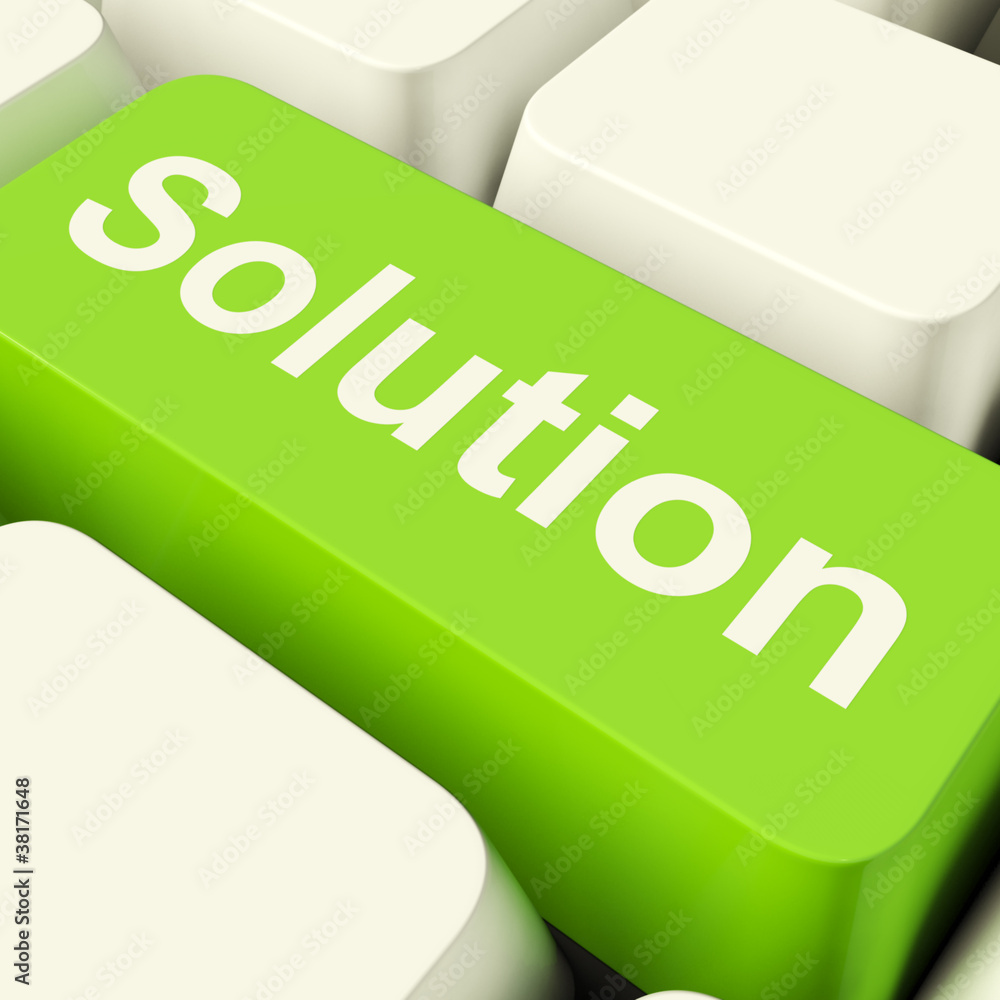 Aufkleber solution computer key in green showing success and strategy