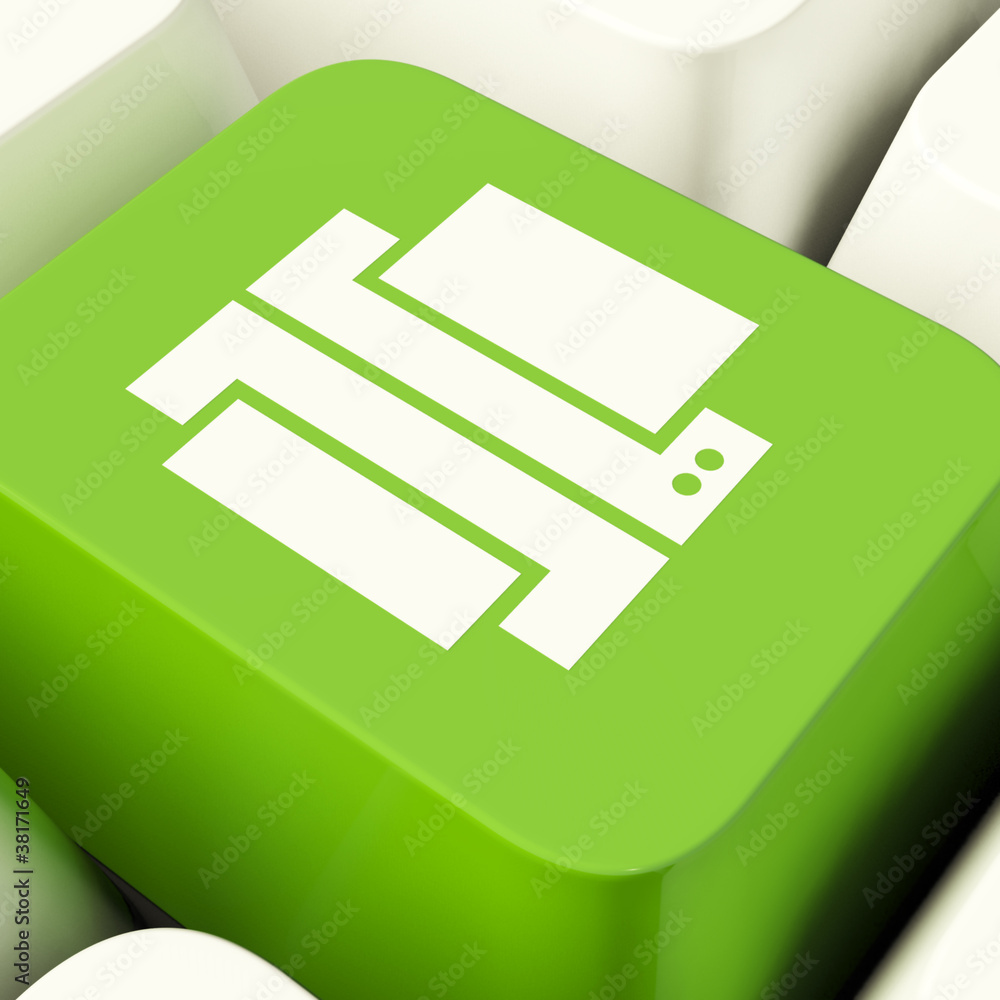 Aufkleber print computer key in green showing access to a hard copy