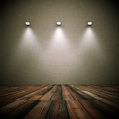 Wohndesign Dekowand grunge mit Lampen 1