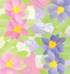 Tuinposter pink and blue flowers vector illustrations © Cherju