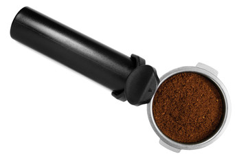Black espresso maker machine stainless steel filter holder