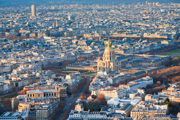 panorama of Paris in winter afternoon