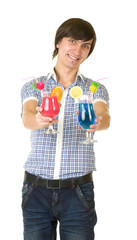 Young bartender with alcohol cocktail drink