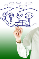 motor-car on the road