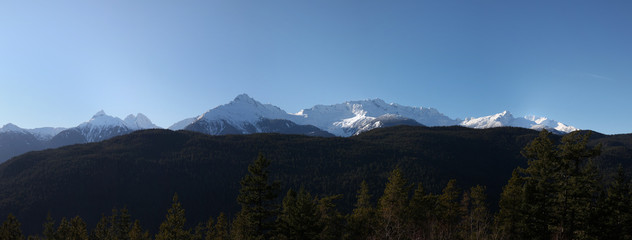 panorama of mountains along BC's coast