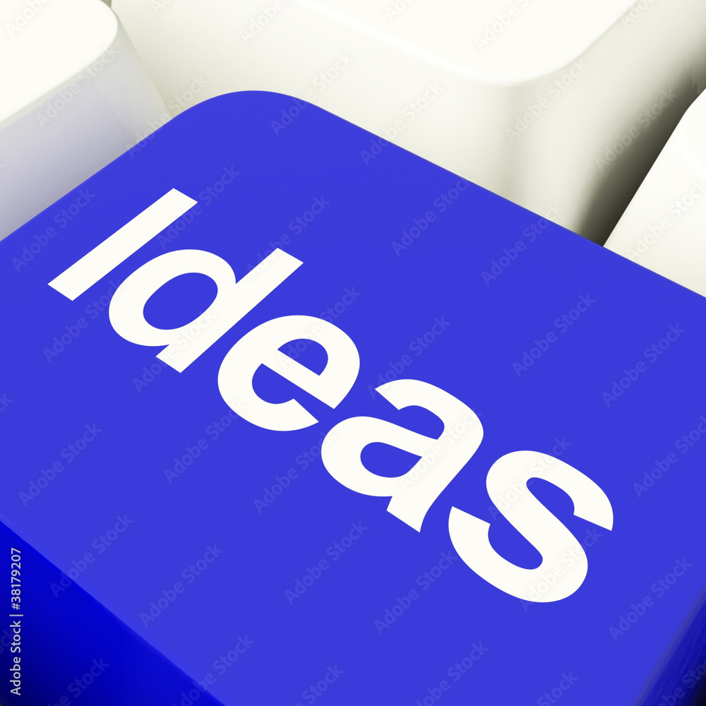 Poster ideas computer key in blue showing concepts or creativity