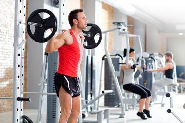 man with dumbbell weight training equipment  gym