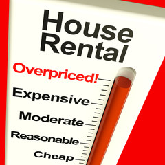 Obraz premium House Rental Overpriced Monitor Showing Expensive Housing Costs