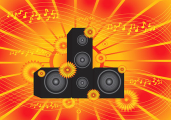 abstract orange vector music background