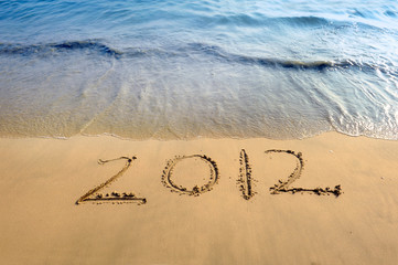number 2012 on the beach of sunrise