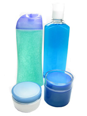 shower set shampoo creme bottles