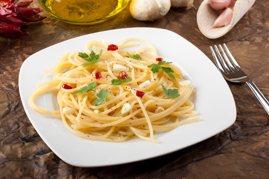 Pasta aglio, olio - Pasta with Garlic and olive oil