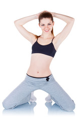 Young woman doing fitness exercises