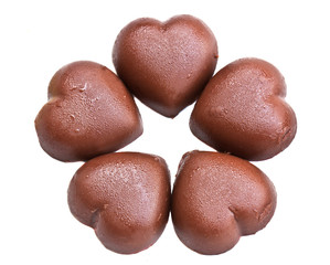 chocolate hearts isolated