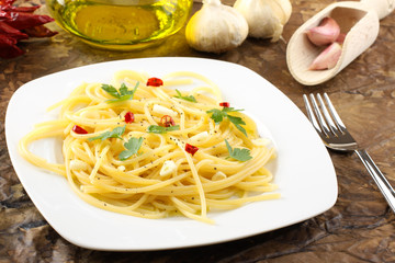 Pasta aglio, olio - Pasta with garlic and olive oil