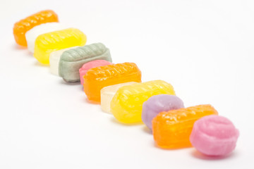 diagonal closeup of sweets with selective focus