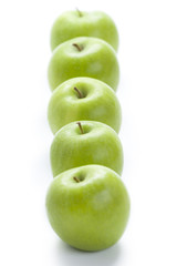 green apples in a row