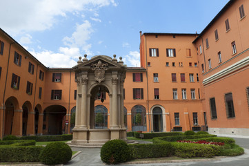 Fototapeta na wymiar Courtyard in the Town Hall in Bologna Italy