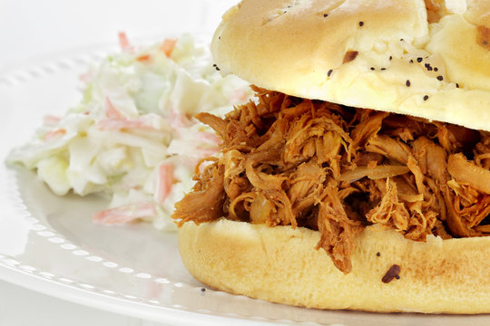 Pulled Chicken Sandwich with Coleslaw