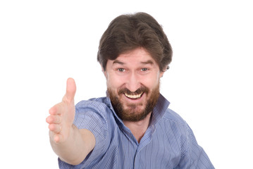 Fototapeta premium The man saying welcome