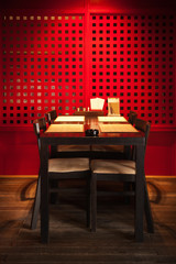 Lunch zone in an interior of the Japanese restaurant
