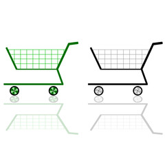 green and black shopping cart vector illustration