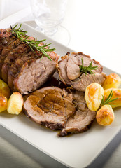 roast of veal with potatoes