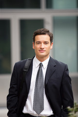 Fototapeta premium Businessman with backpack
