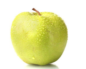 ripe green apple isolated on white
