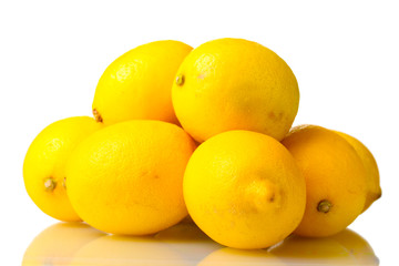ripe lemons isolated on white