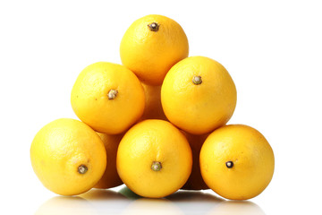 ripe lemons isolated on white