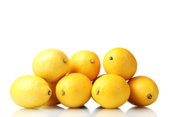 ripe lemons isolated on white