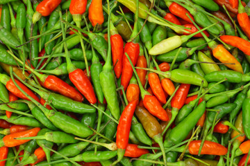 Red and green chili peppers