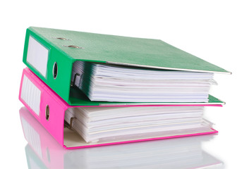 Office folders isolated on white.