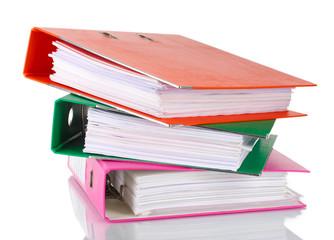 Office folders isolated on white.
