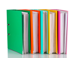 Office folders isolated on white.