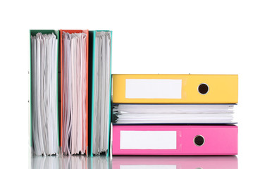 Office folders isolated on white.